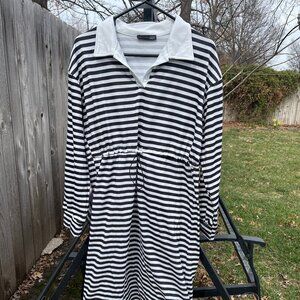 Dazy Striped Dress Large Casual Coastal Preppy Collar